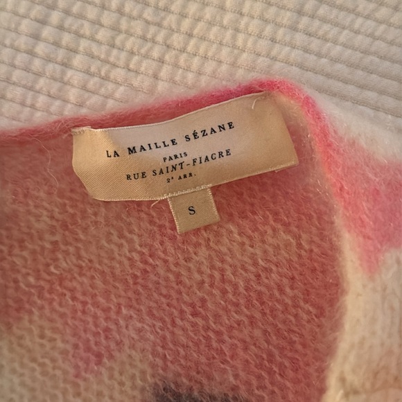 Sezane Floral V-Neck Sweater in Pink and Cream - Picture 7 of 7